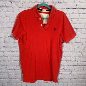 Abercrombie & Fitch Mens Y2K Muscle Short Sleeve Polo Red Size XL Casual Preppy